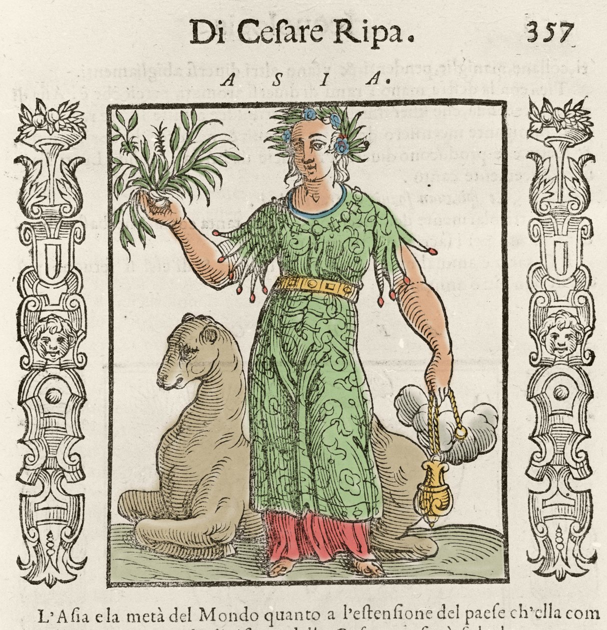 Asiatisk allegori med en kamel. Gravering fra "" Iconologia"" av Cesare Ripa (1550 rundt 1622) av Italian School