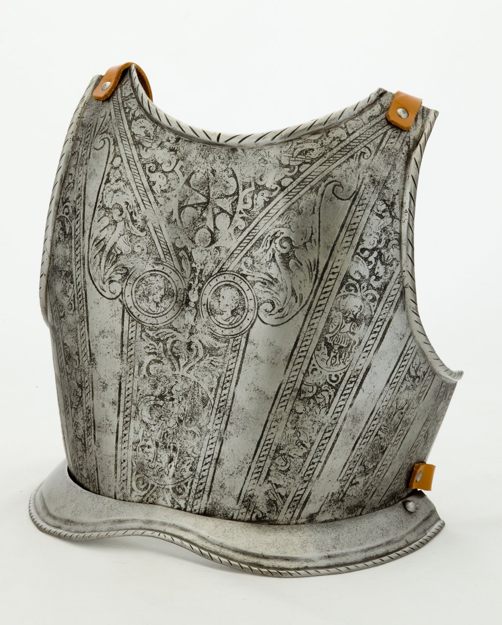 Bakplate for en barnerustning fra Arsenal of the Medici, ca. 1575 med senere endringer (etset jern med restaurert lær) av Italian School