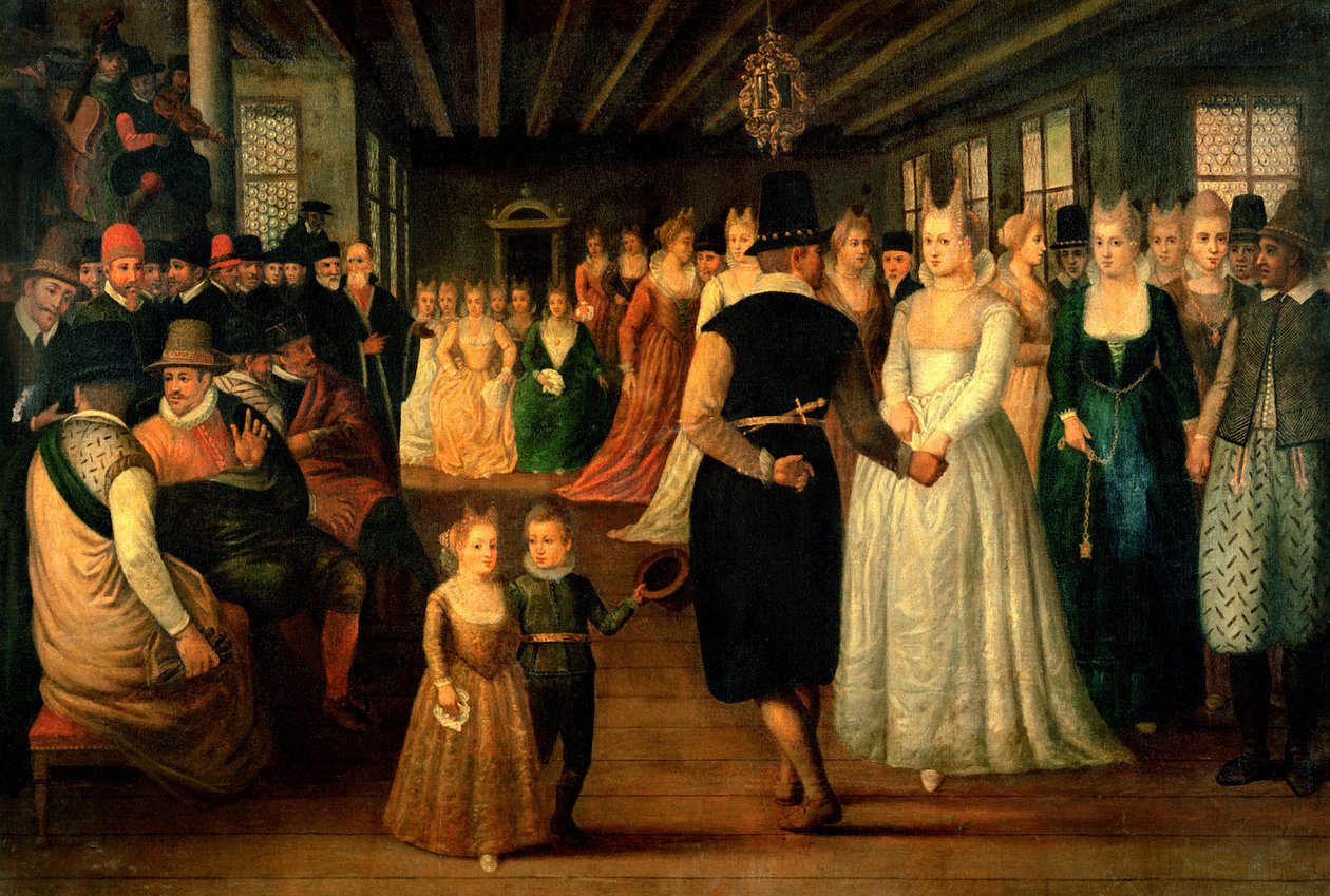 Ball i Venezia til ære for utenlandske besøkende, ca. 1580 av Italian School