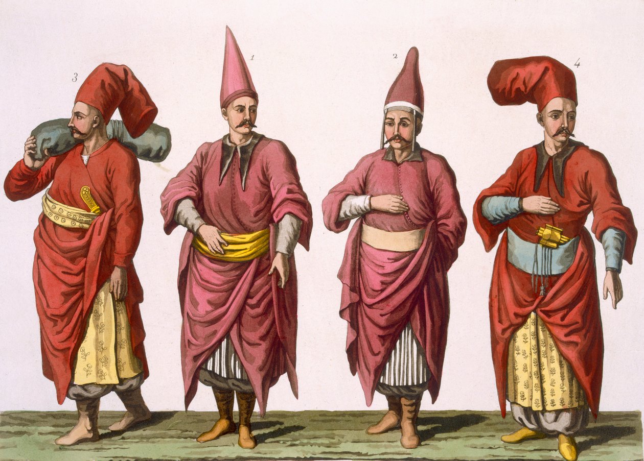Baltadji, Kizlar-Aga etc., plate 6 fra del III, bind I av The History of the Nations, gravert av V. Raineri (akvatint) av Italian School
