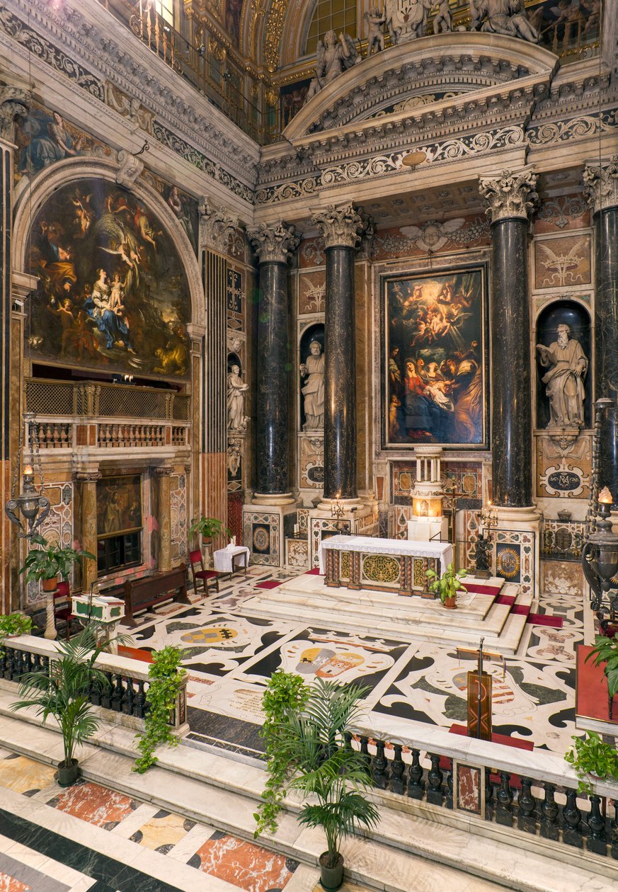Barokkkunst: Innvendig utsikt over Jesuittkirken til Jesu hellige navn (chiesa del Gesu) i Roma av Italian School