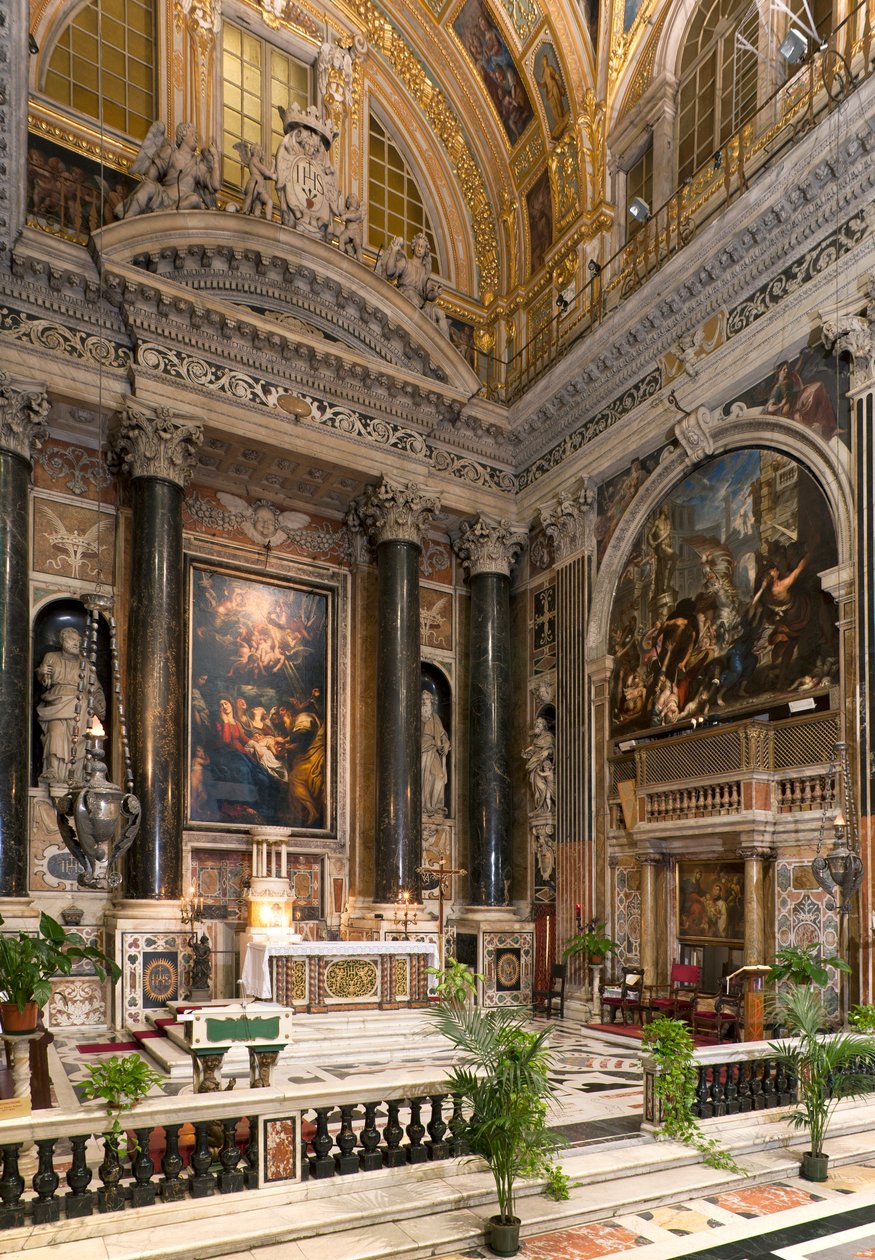 Barokkkunst: Innvendig utsikt over Jesuittkirken til Jesu hellige navn (chiesa del Gesu) i Roma av Italian School