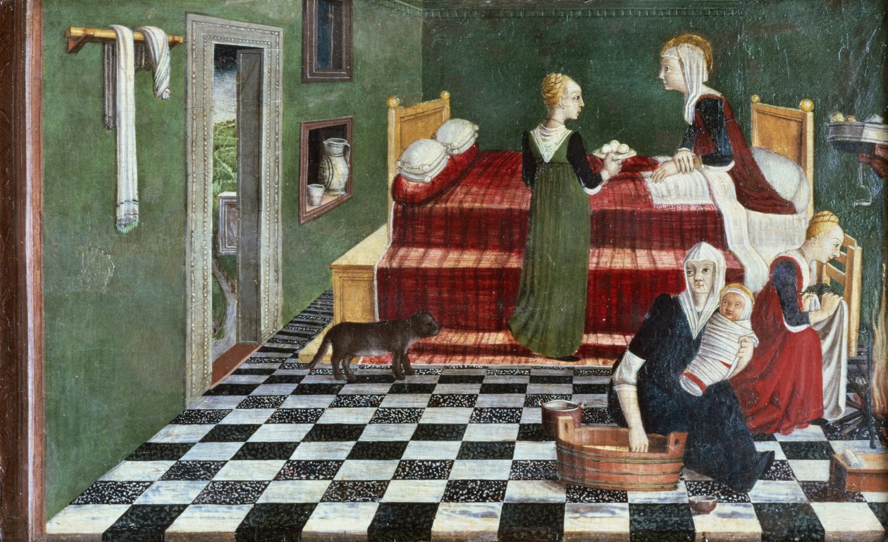 Jomfruens fødsel (avdeling av en predella), Veneto, ca. 1480 av Italian School