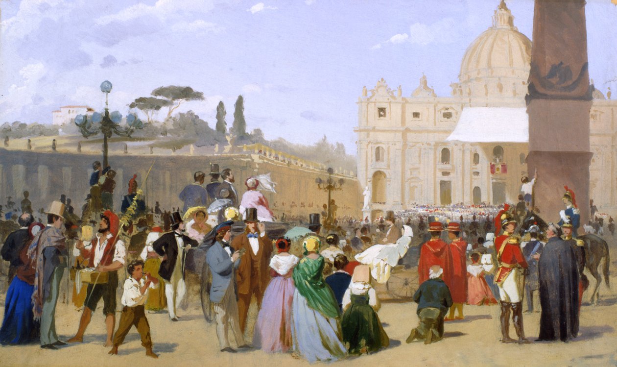 Velsignelse av Pius IX fra balkongen til St. Peters, ca. 1846-78 av Italian School