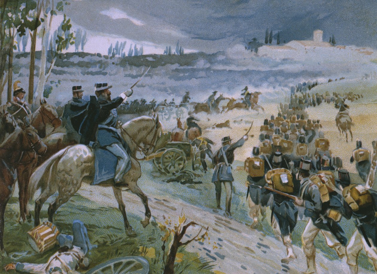 Fangst av Roma gjennom bruddet på Porta Pia 20. september 1870, illustrasjon fra et album om historien til Risorgimento laget for sjokoladen Talmone, sent på 1800-tallet av Italian School