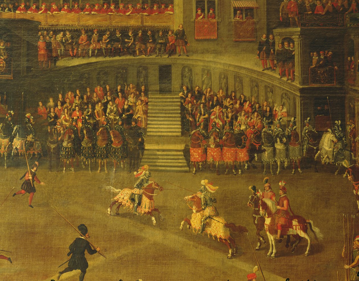 Karusell på gårdsplassen til Palais du Belvedere (olje på lerret) av Italian School