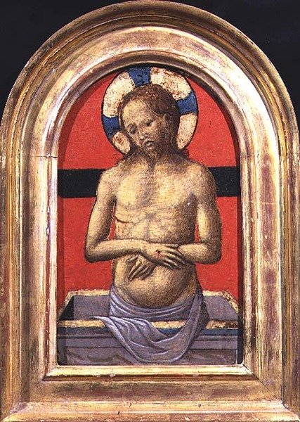 Kristus, sentrum av en triptyk (panel) (se også 74615 og 74617) av Italian School