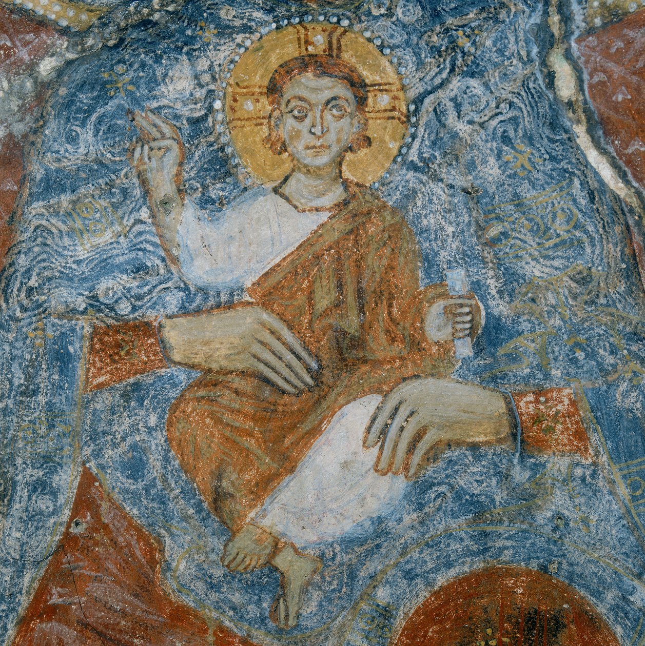 Kristus, detalj av fresken til Madonna og barnet med englene Raffael og Gabriel av Italian School