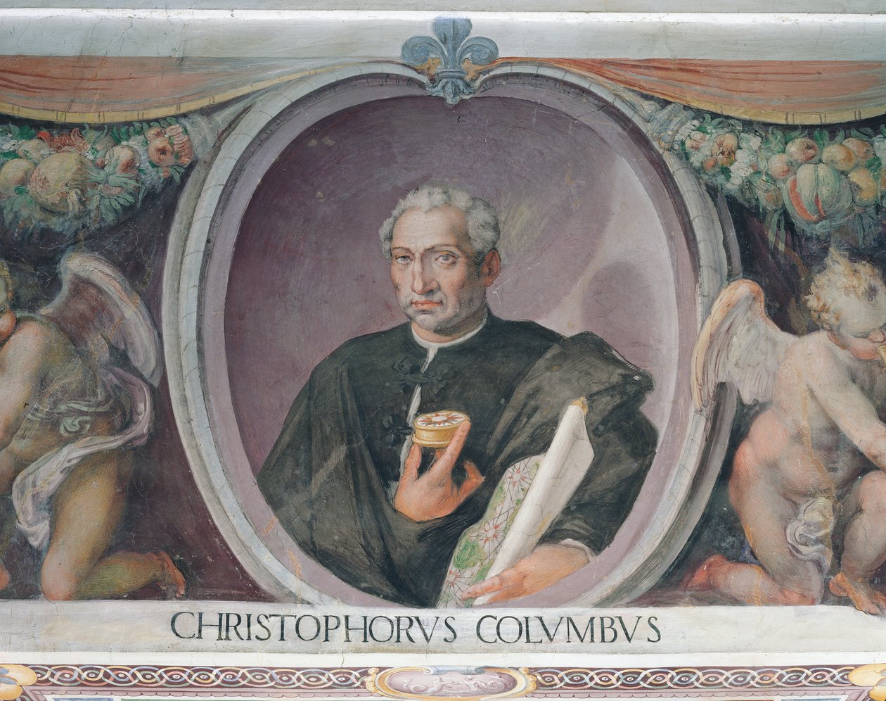 Christopher Columbus, i Sala del Mappamondo av Italian School
