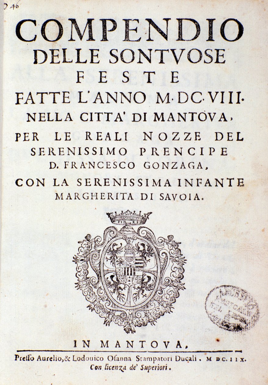 Kronikker som beskriver feiringen organisert i Mantua av prinsen av Gonzaga (1608) av Italian School