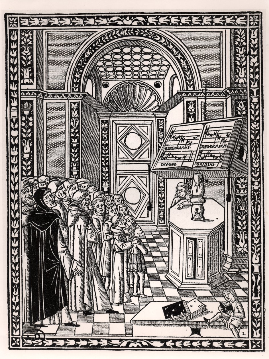 Kirkekor, illustrasjon fra Practica Musicae av Franchino Gaffurio (1451-1522), utgitt i Venezia 1512 av Italian School