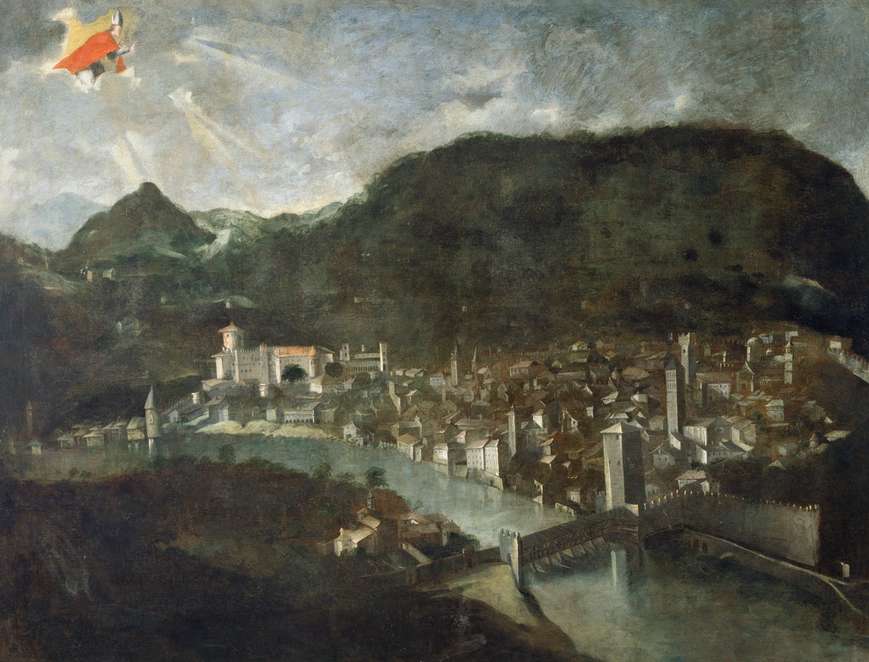 Byen Trento, ex-voto fra 1682, Italia av Italian School