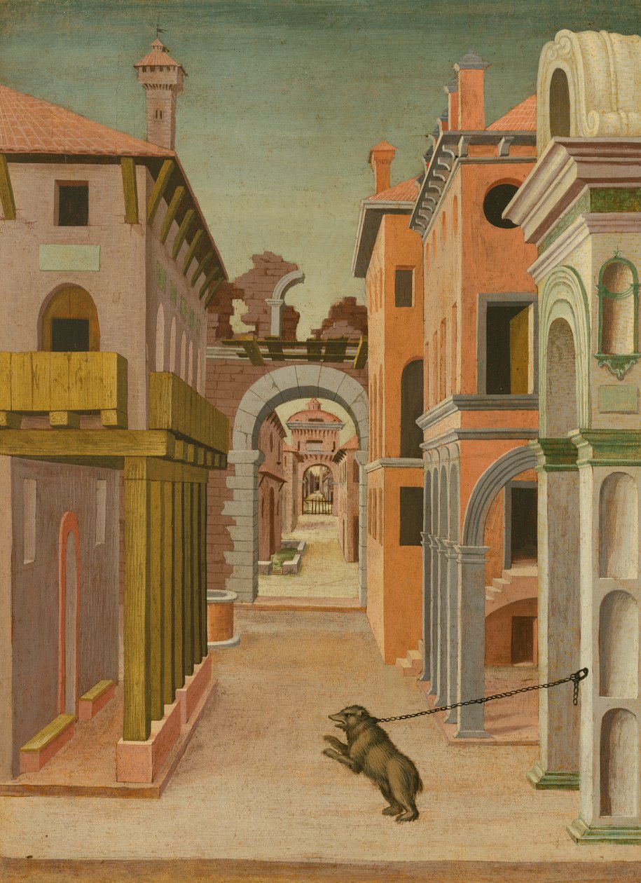 Byutsikt (maleri) av Italian School