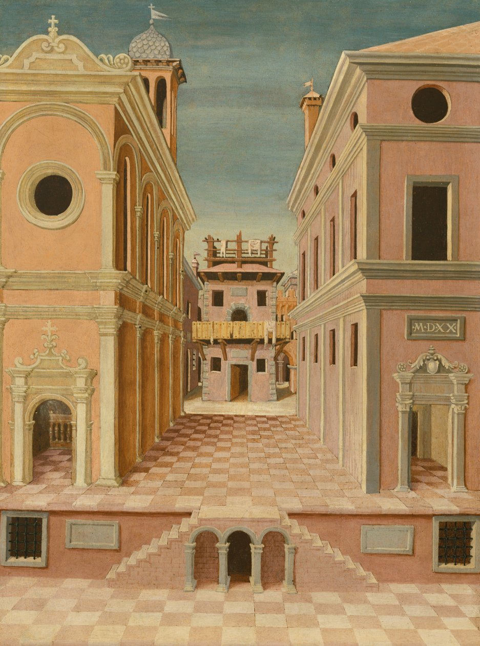 Byutsikt (maleri) av Italian School