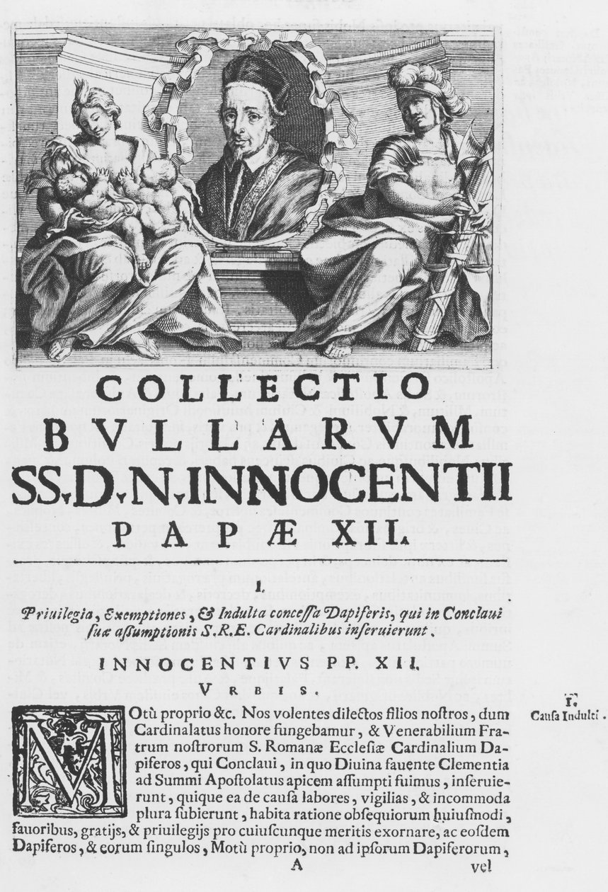 Samling av de pavelige oksene til pave Innocentius XII (gravering) av Italian School
