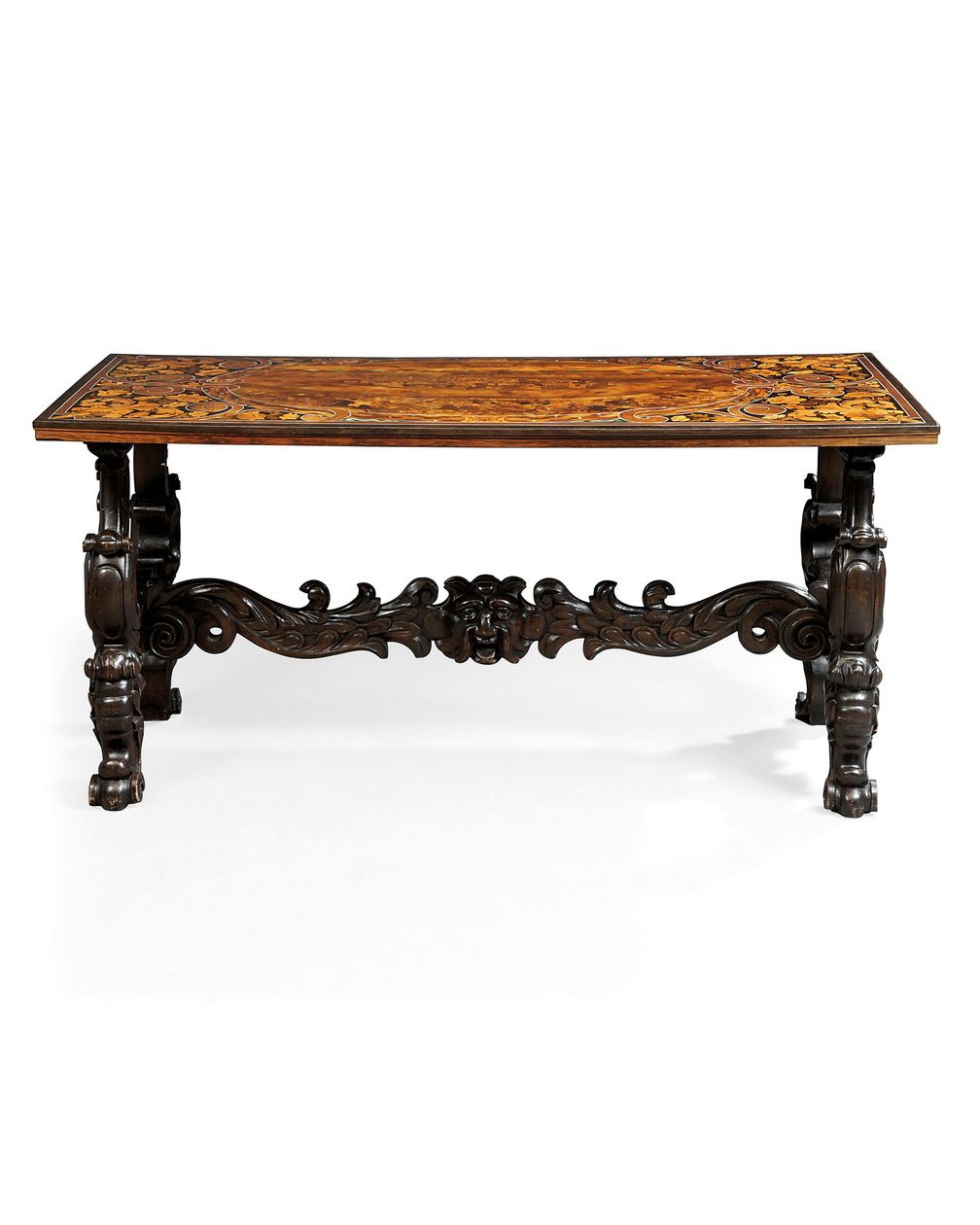 Konsollbord, Venezia, sent på 1600-tallet (elfenben, farget horn og tinninnlagt ibenholt, amarant, valnøtt og frukttre intarsia) av Italian School