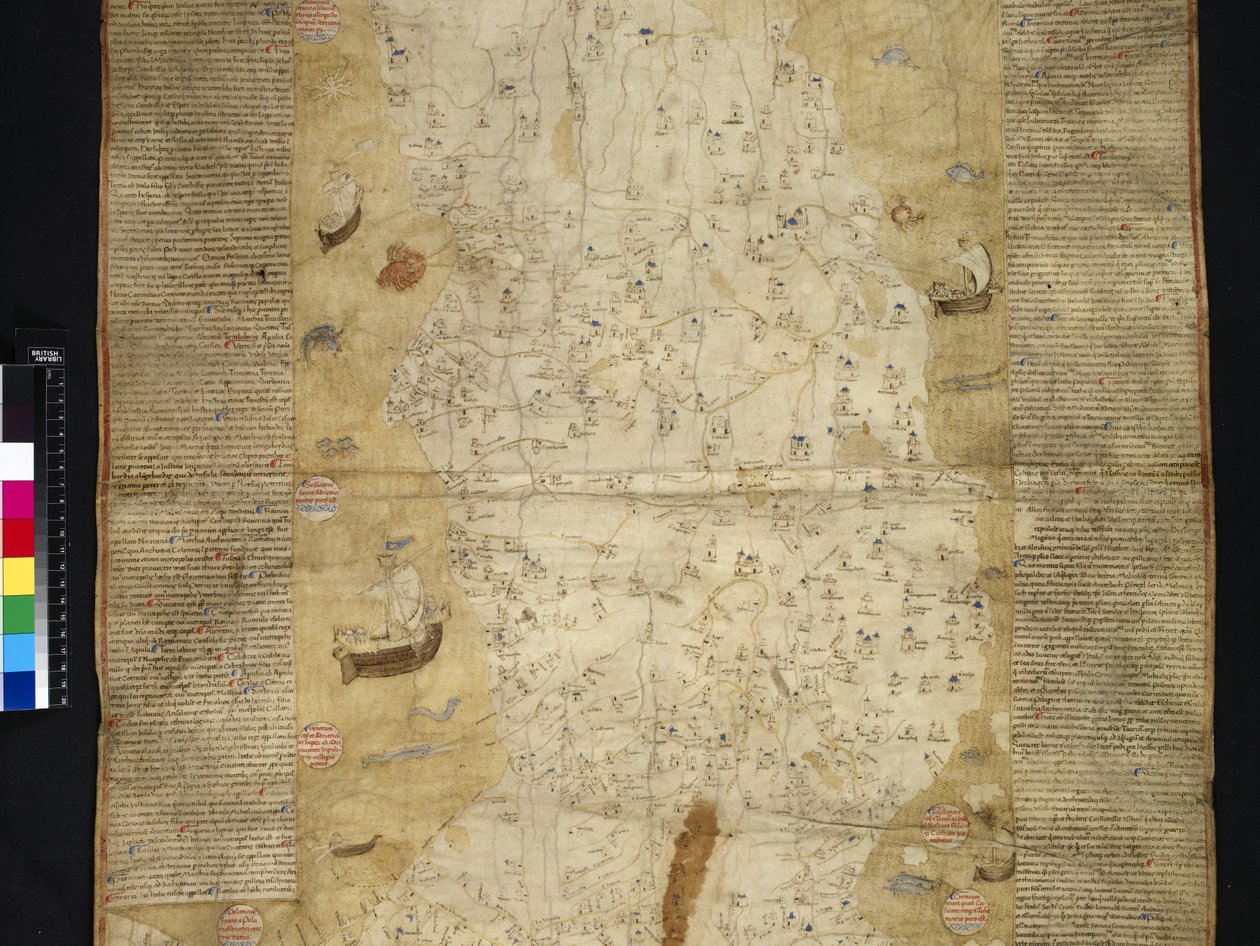 Cotton Roll XIII, 44 Italia-provinsens moderne sted (vellum) av Italian School