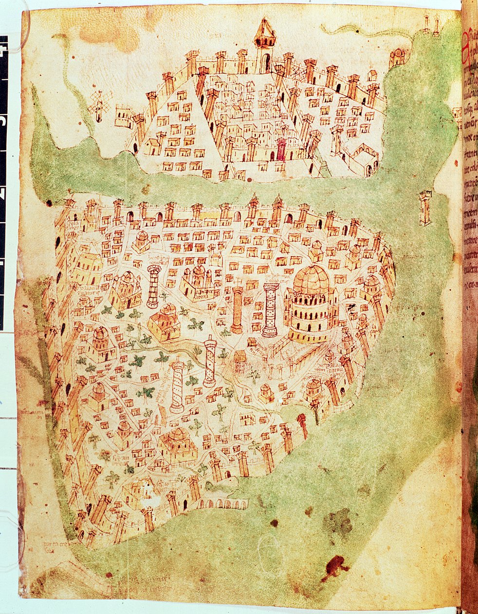 Bomull Vespasian A. XIII, f.36v: Kart over Konstantinopel, ca. 1450 (vellum) av Italian School