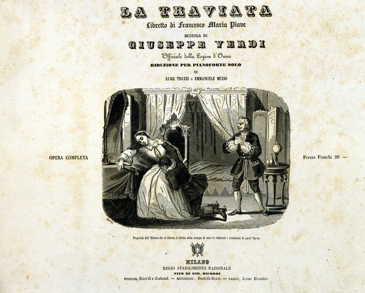 Omslag til heftet "La Traviata"" av Giuseppe Verdi av Italian School