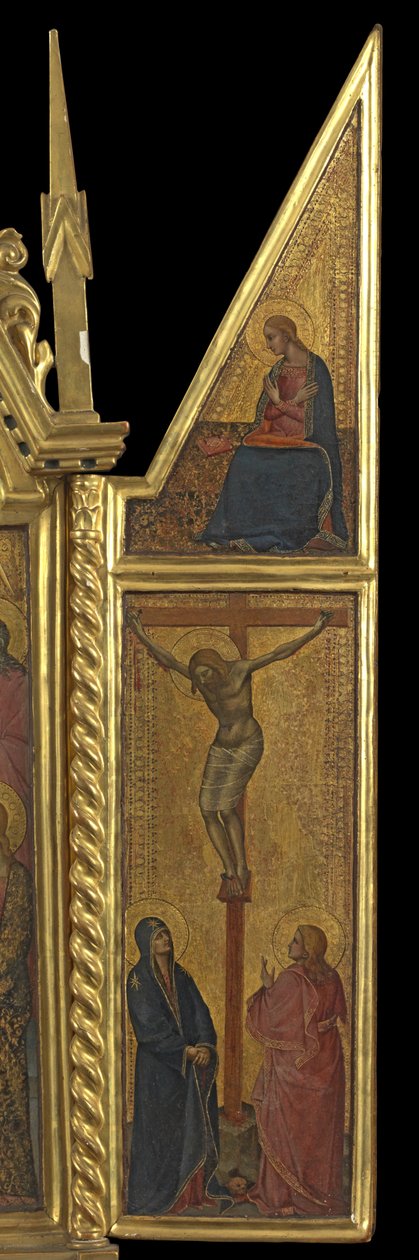 Korsfestelse med Jomfru av bebudelsen - over (høyre panel), ca. 1330-70 (tempera på panel) av Italian School