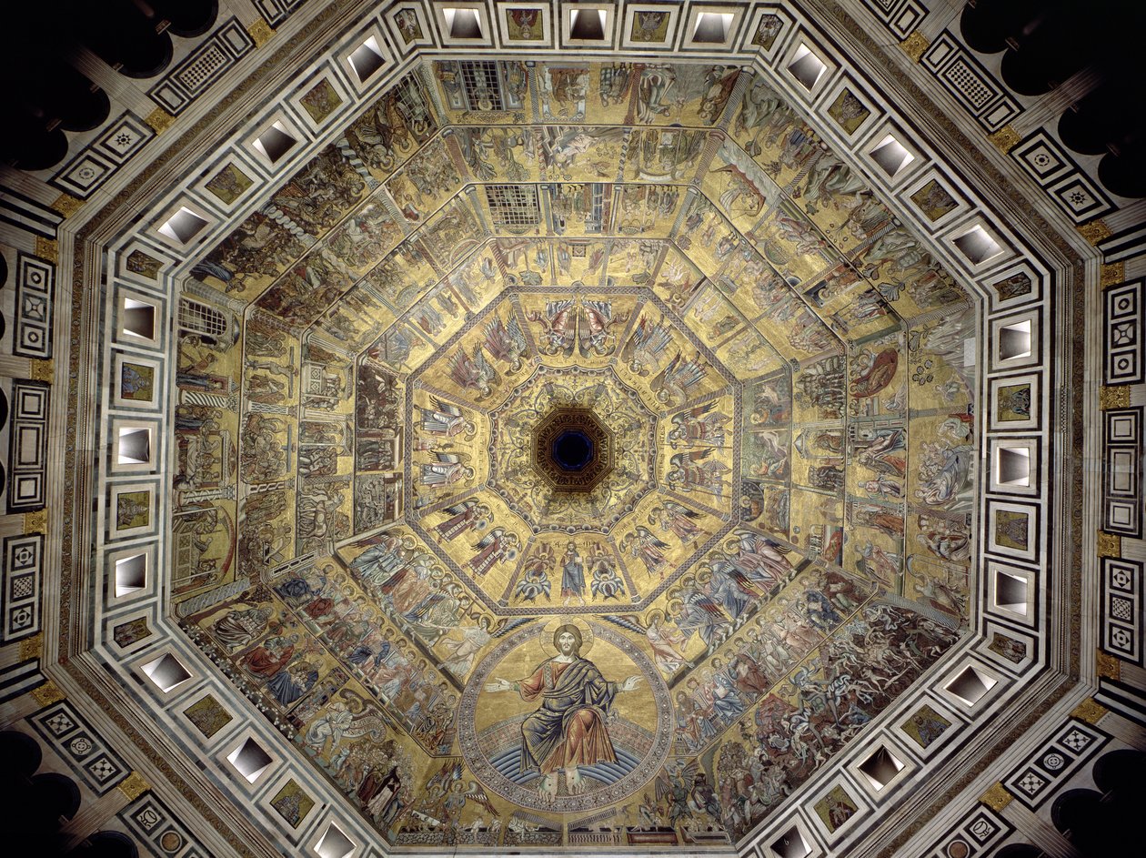 Kuppel av dåpskapellet i San Giovanni (mosaikk) av Italian School