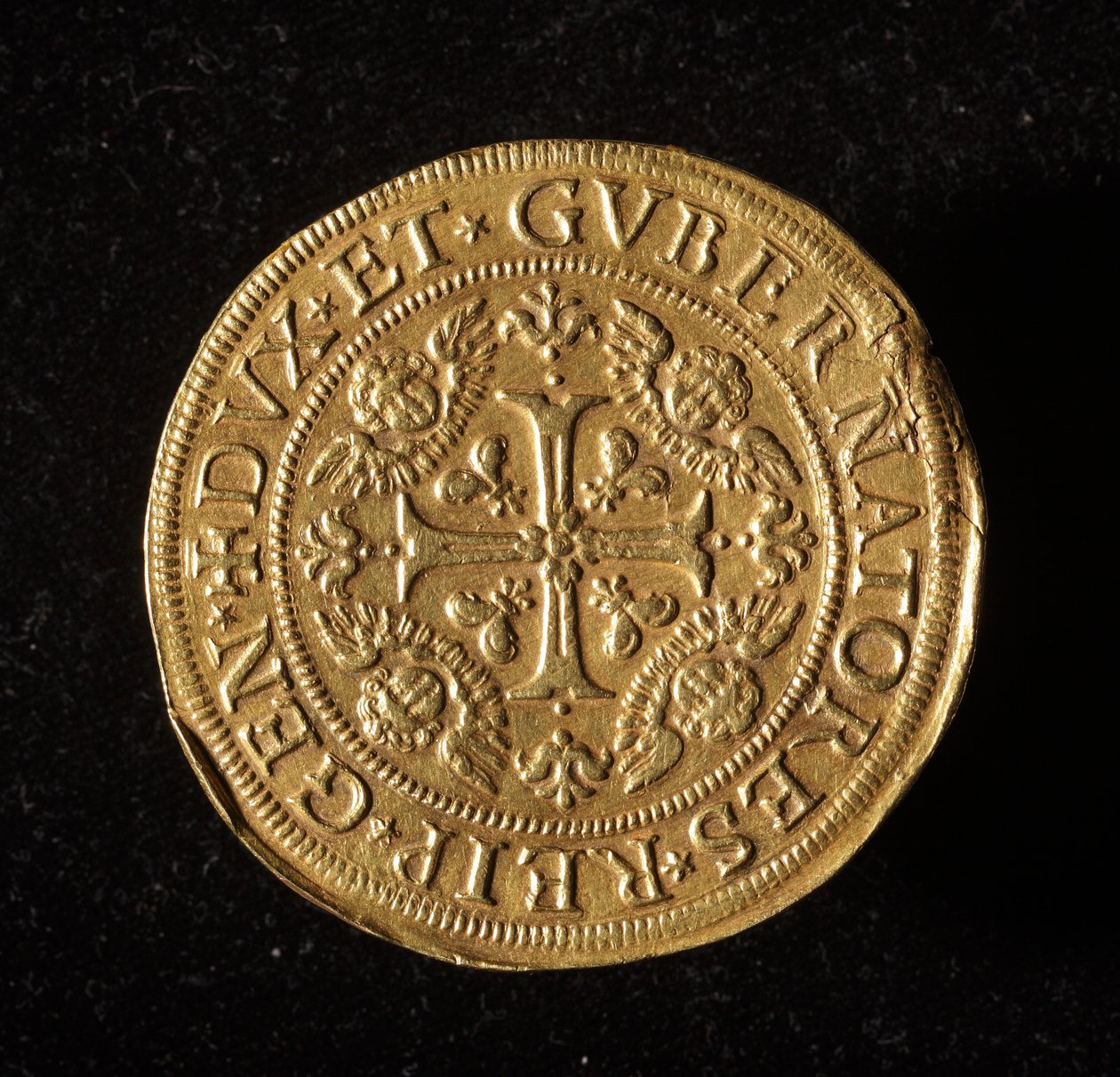 Republikken Genes valuta: 12,5 gull dobbel mynt. Diameter 61 mm. 1656. Foran. Genes Museums of Strada Nuova (inv. 6453) av Italian School