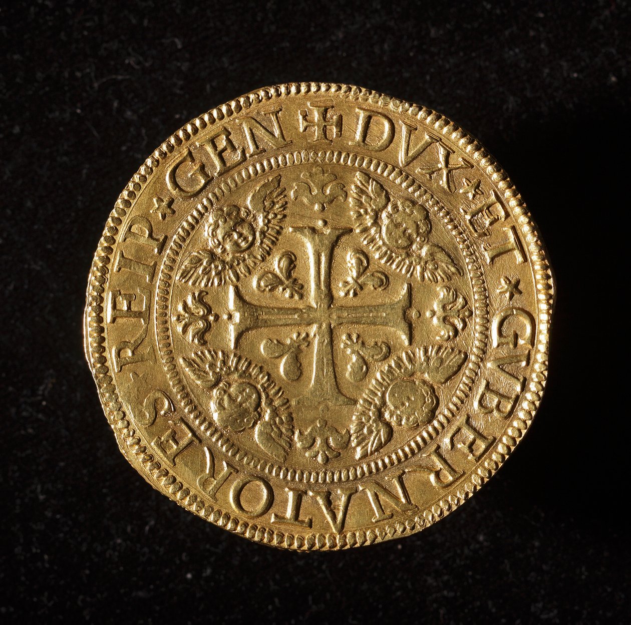 Republikken Genes valuta: 12,5 gull dobbel mynt. Diameter 61 mm. 1656. foran. Genes Museums of Strada Nuova (inv. 6456) av Italian School