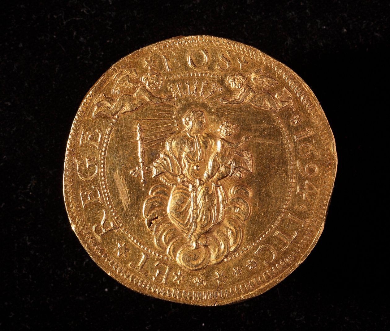Republikken Genes valuta: 25 doble gullmynter. Diam.52,5 mm. 1694. Tilbake. Genes Museums of Strada Nuova (inv. 6457) av Italian School