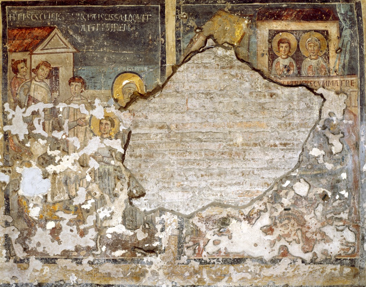 Skadet freskomaleri fra Santa Maria Antiqua, Roma av Italian School