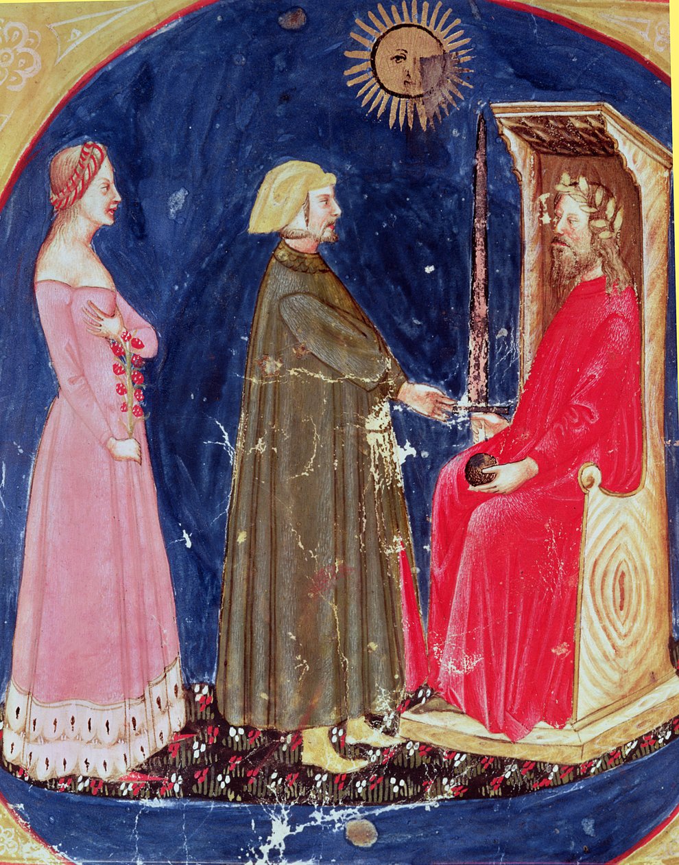 Dante og Beatrice før Justinian (482-565) fra The Divine Comedy av Dante Alighieri (1265-1321) av Italian School