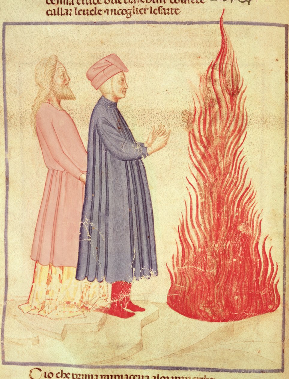 Dante og Virgil (70-19 f.Kr.) gjenkjenner Ulysees, fra The Divine Comedy av Dante Alighieri (1265-1321) av Italian School