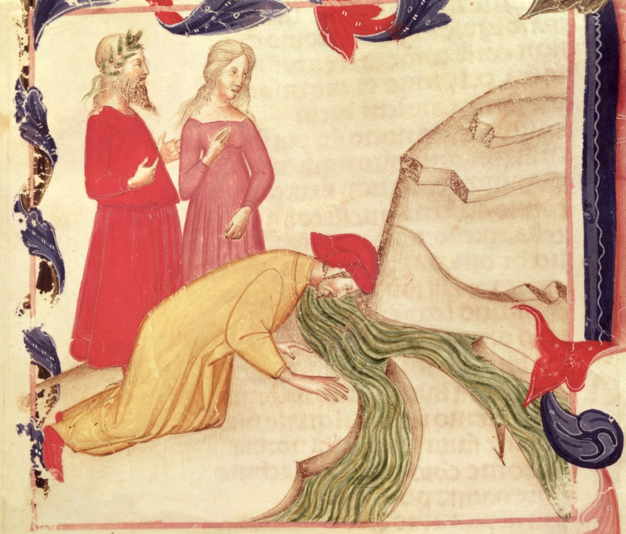 Dante renser seg før han går inn i paradiset, fra The Divine Comedy av Dante Alighieri (1265-1321) av Italian School