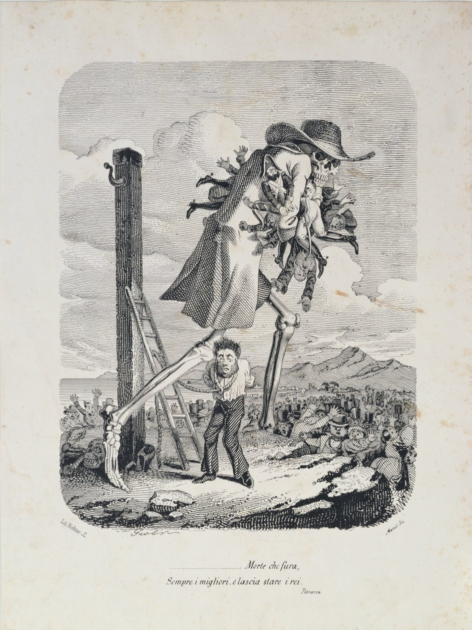 Døden tar alle de gode og forlater skurkene, ca. 1850 av Italian School