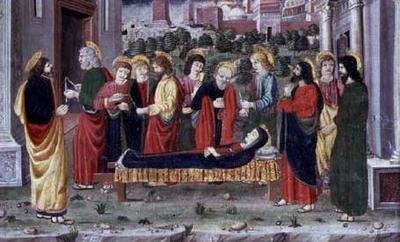 Jomfruens død (avdeling av en predella), Veneto, ca. 1480 av Italian School