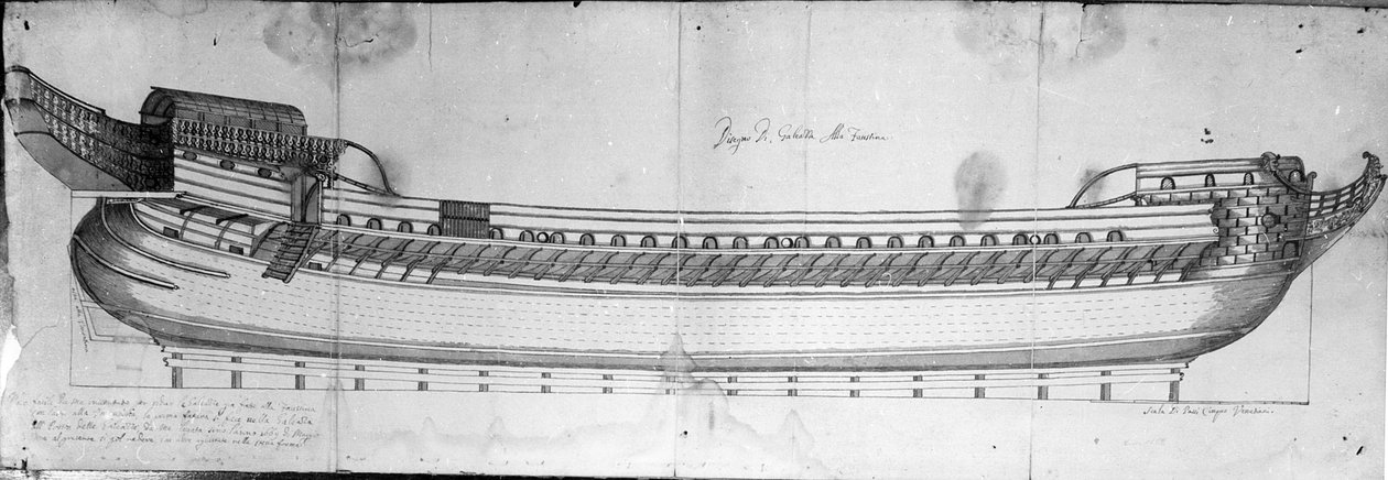 Design for en venetiansk Galeass, 1600-tallet av Italian School