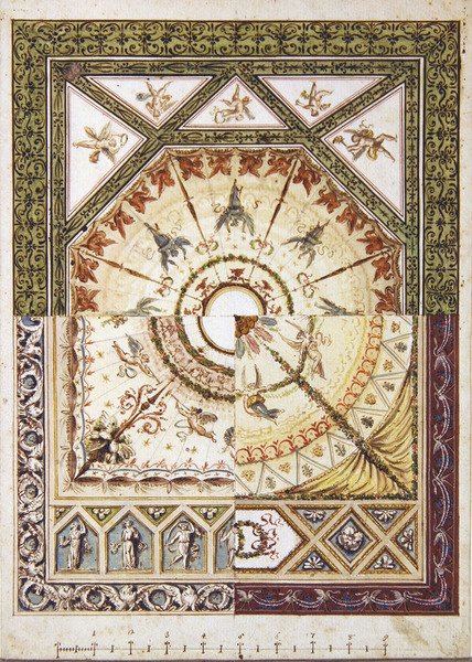 Design for et alternativt neo-klassisk tak, ca. 1790 (akvarell med penn og blekk på papir) av Italian School