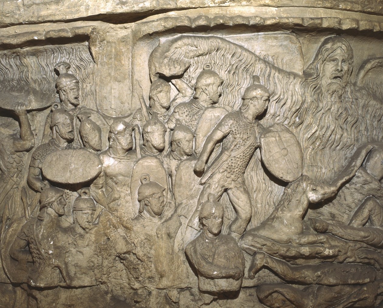 Detalj fra en rollebesetning av kolonnen til Marcus Aurelius som viser regnets mirakel (gips) av Italian School