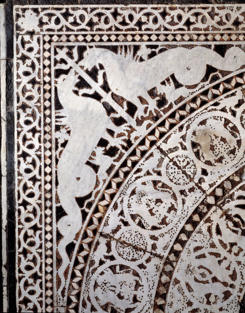 Detalj fra det originale marmorgulvet 1000-1200-tallet av Italian School