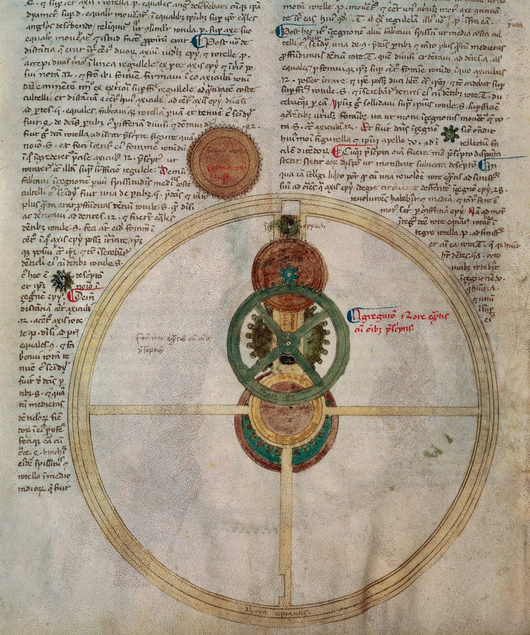 Detalj av Astroriet til Giovanni Dall'Orologio Dondi, fra 'Tractatus Astrarii' (vellum) av Italian School