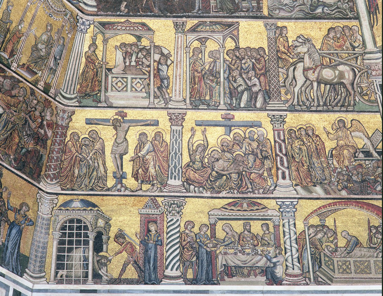 Detalj av taket, dåpskapellet, Firenze (mosaikk) av Italian School