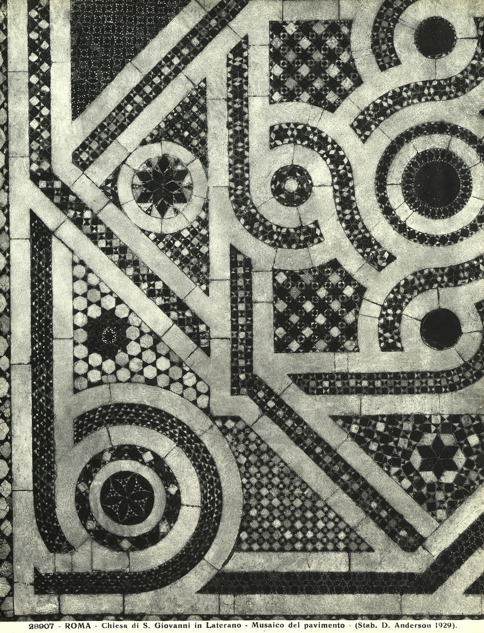 Detalj av gulvet i basilikaen San Giovanni i Laterano, Roma (mosaikk) av Italian School
