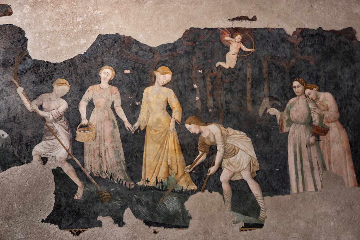 Detalj av freskomaleriene, Camera Pinta (Painted Room) (fresco) av Italian School