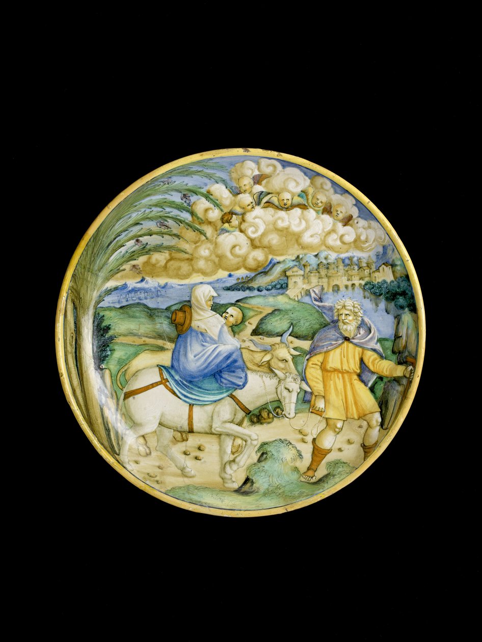 Dish with the Flight into Egypt av Italian School