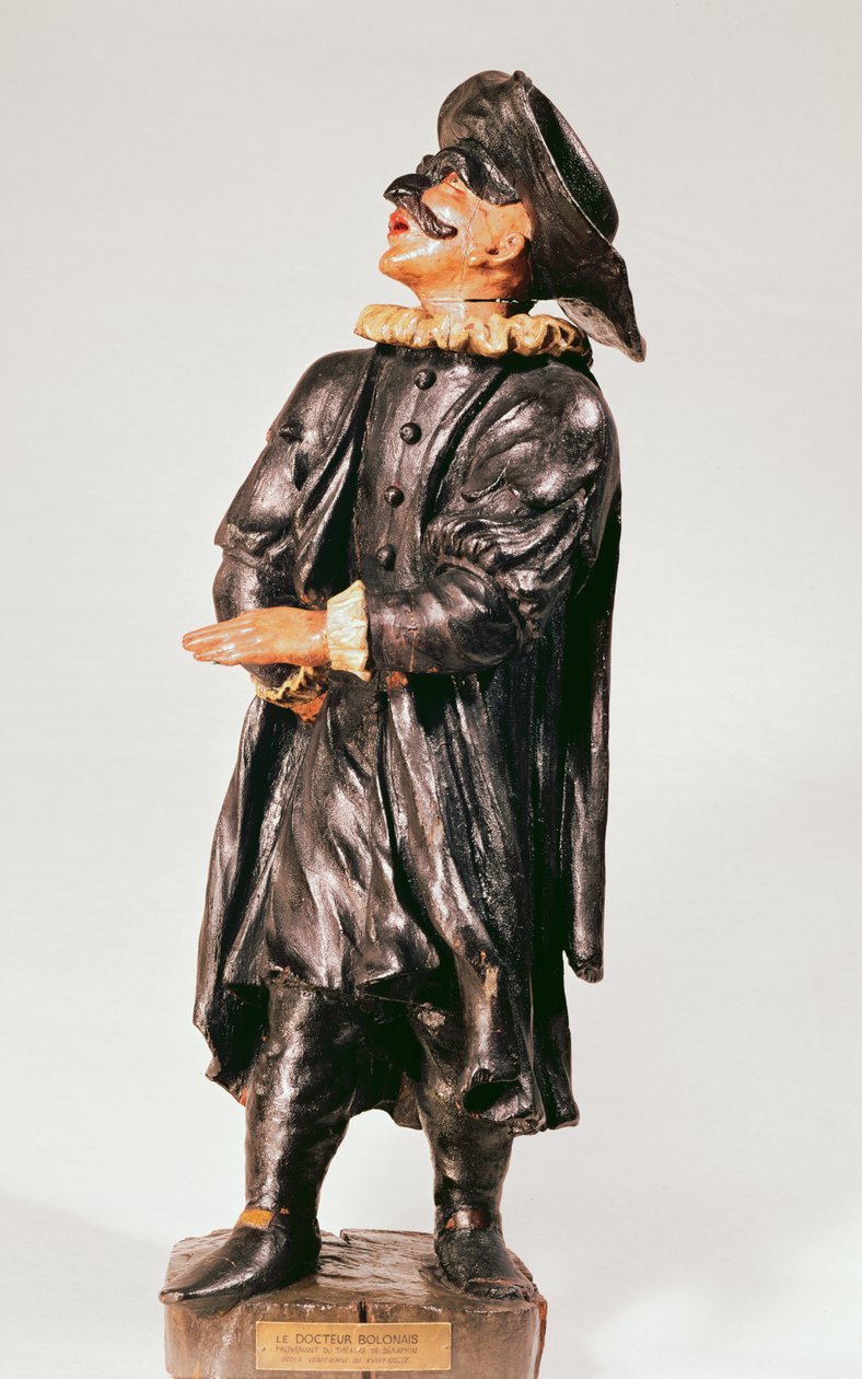 Doktor Balanzone, fra Seraphin Theatre (polykromt tre) av Italian School