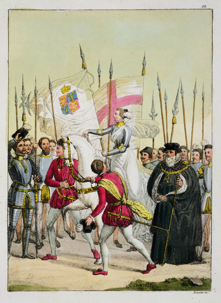 Elizabeth I, plate 12 fra The History of the Nations (akvatint) av Italian School