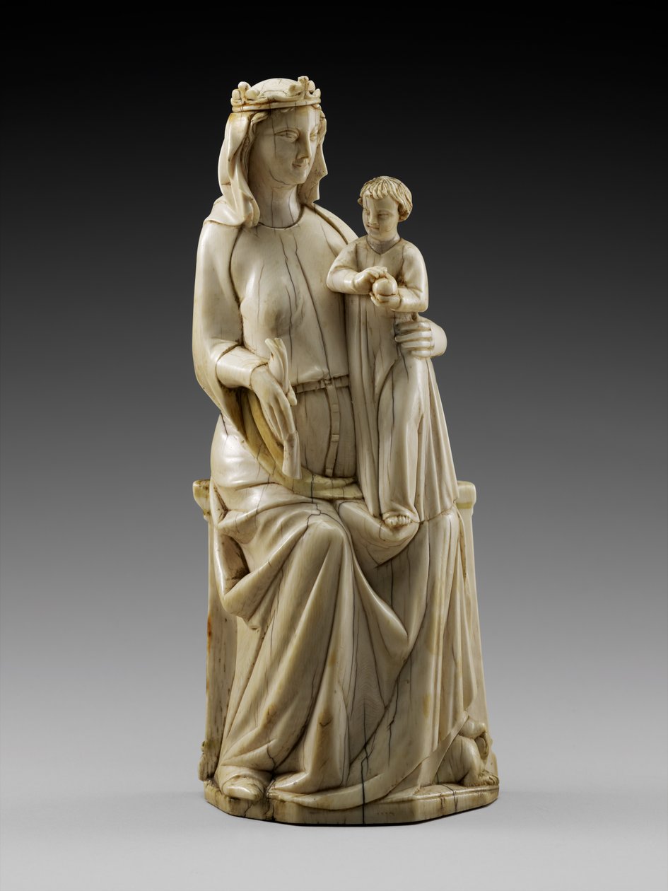Enthroned Madonna and Child, ca. 1350-1375 (elfenben med spor av polykromi) av Italian School
