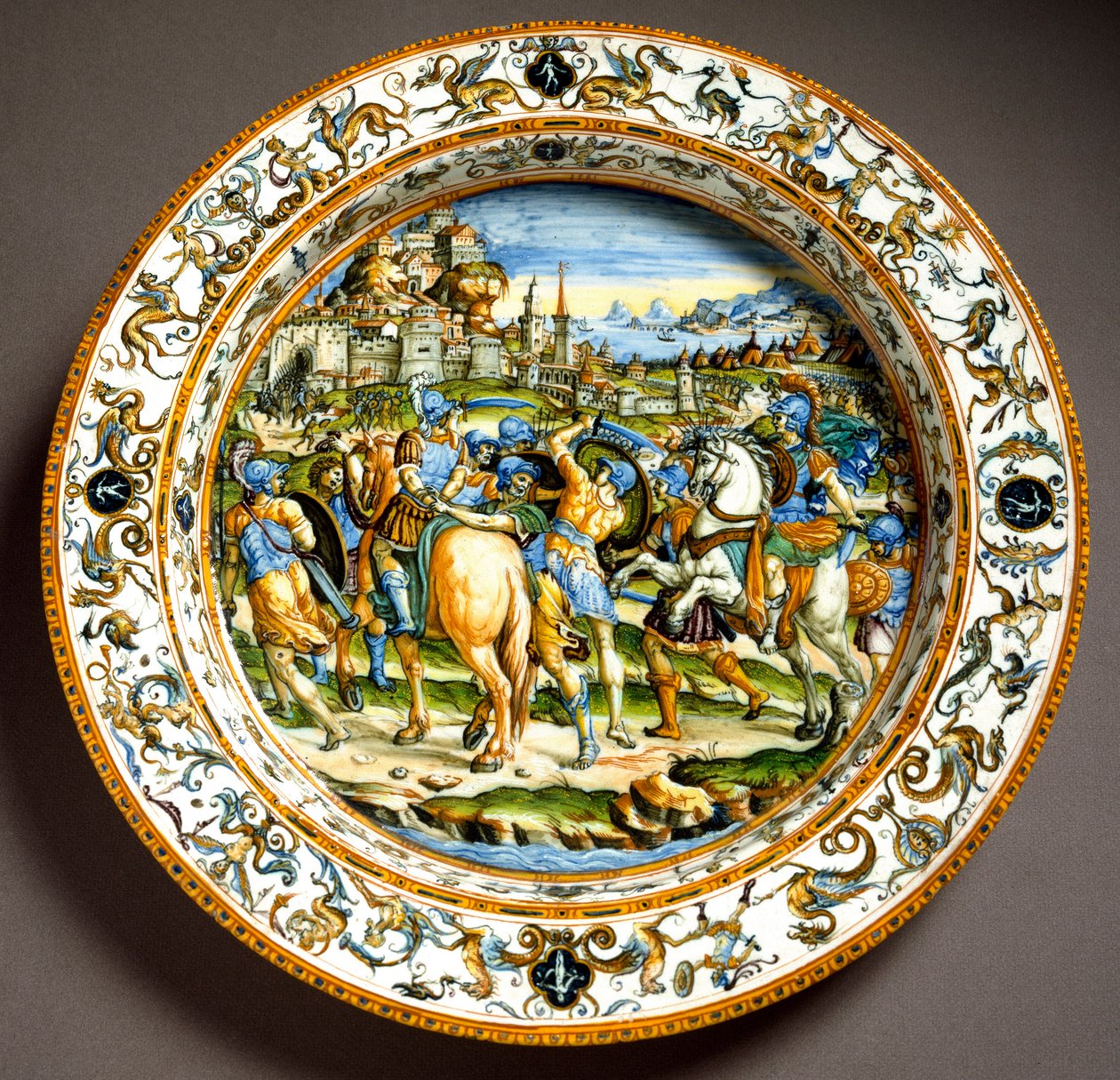 Episode av livet til Jules Cesar Keramisk plate produsert i Urbino i verkstedet Fontana, Italia. 1550 rundt Firenze, Museo Nazionale del Bargello av Italian School