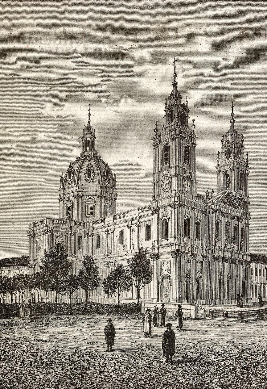 Estrela Basilica, Lisboa, Portugal, gravering fra L