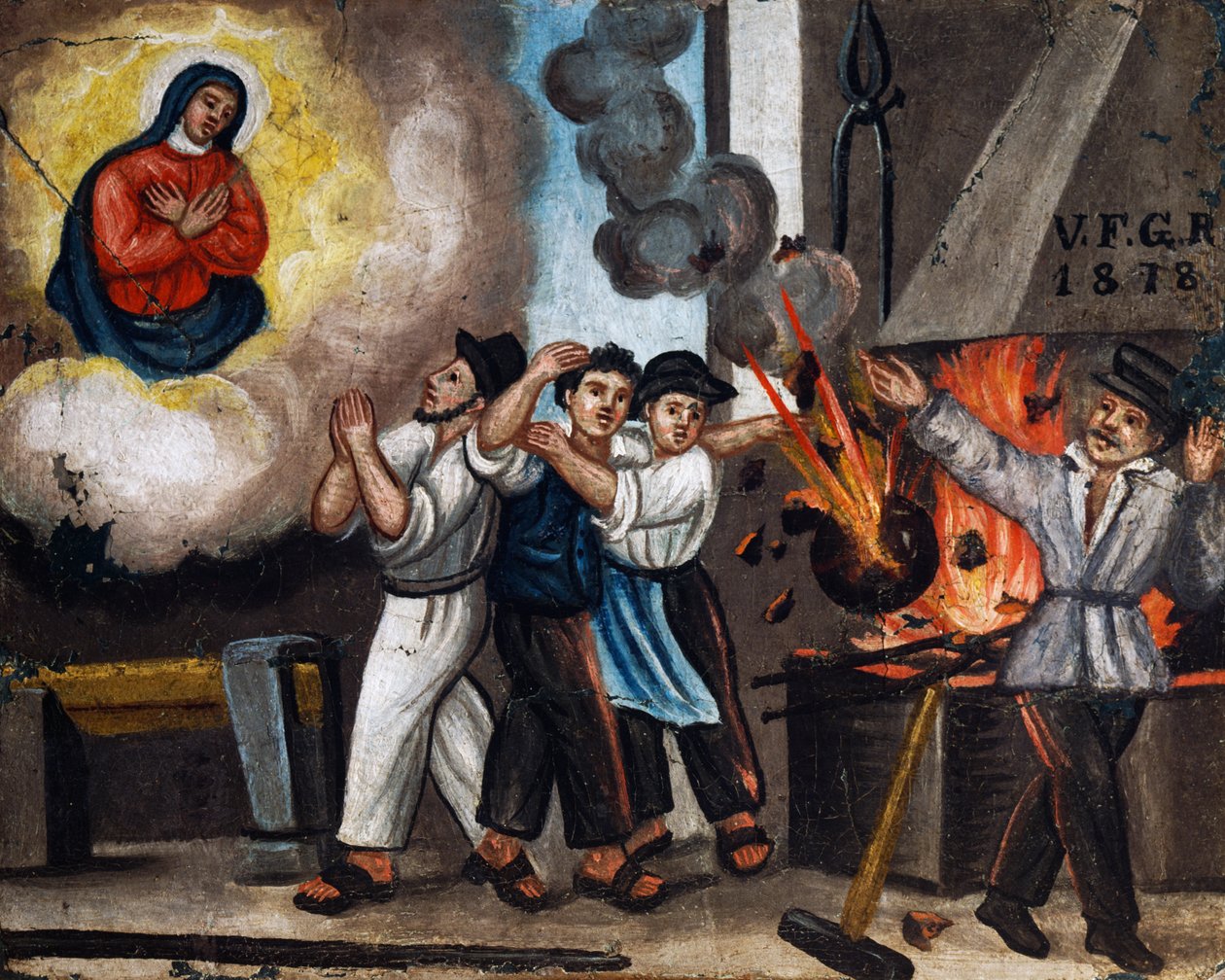 Eksplosjon på jobb, ex-voto av Italian School