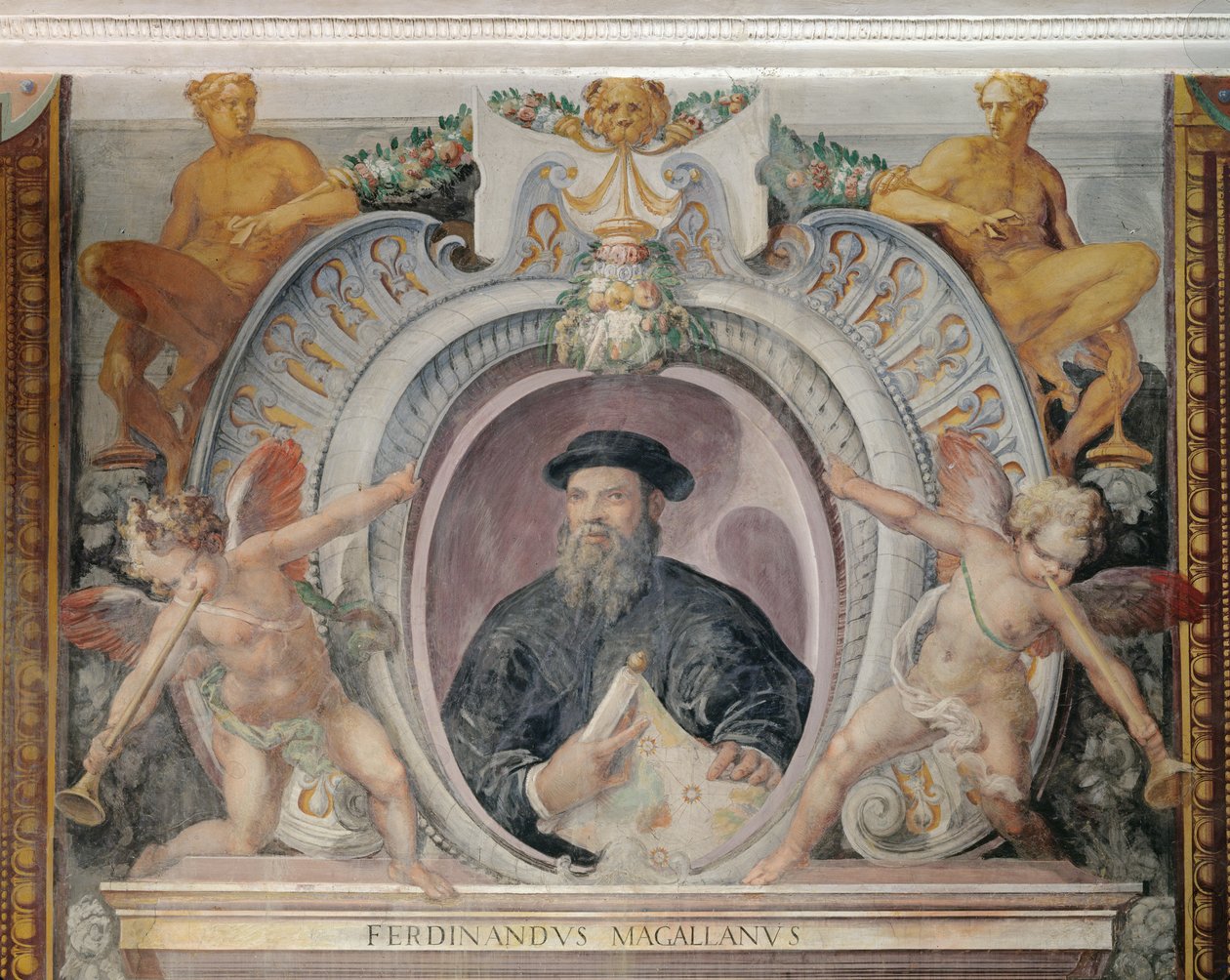 Ferdinand Magellan, i Sala del Mappamondo av Italian School